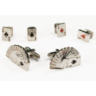 Hand of Playing Cards Silver Trim Cufflinks and Studs